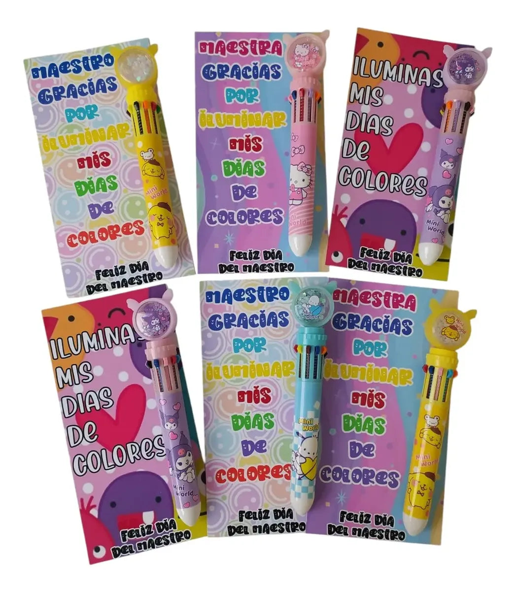 6pz pluma de colores bolígrafo día del maestro