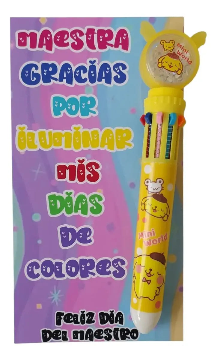 6pz pluma de colores bolígrafo día del maestro