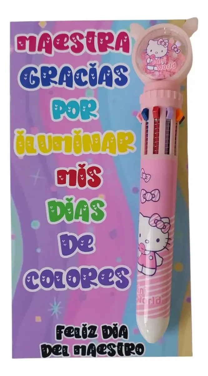 6pz pluma de colores bolígrafo día del maestro