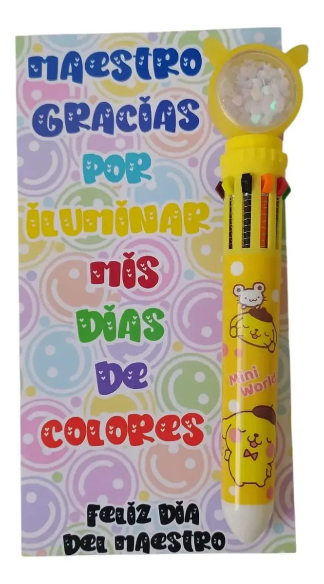 6pz pluma de colores bolígrafo día del maestro