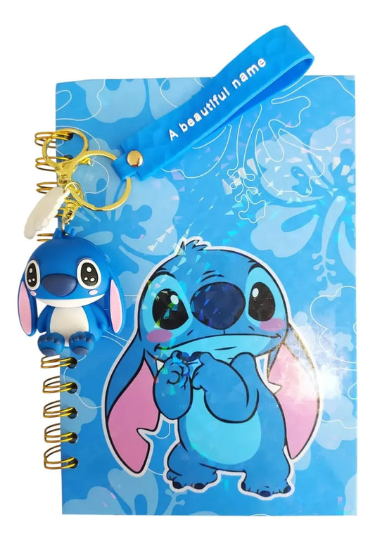 Agenda escolar para tareas stitch con llavero
