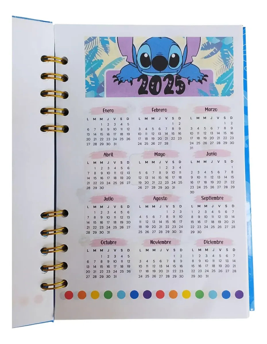 Agenda escolar para tareas stitch con llavero