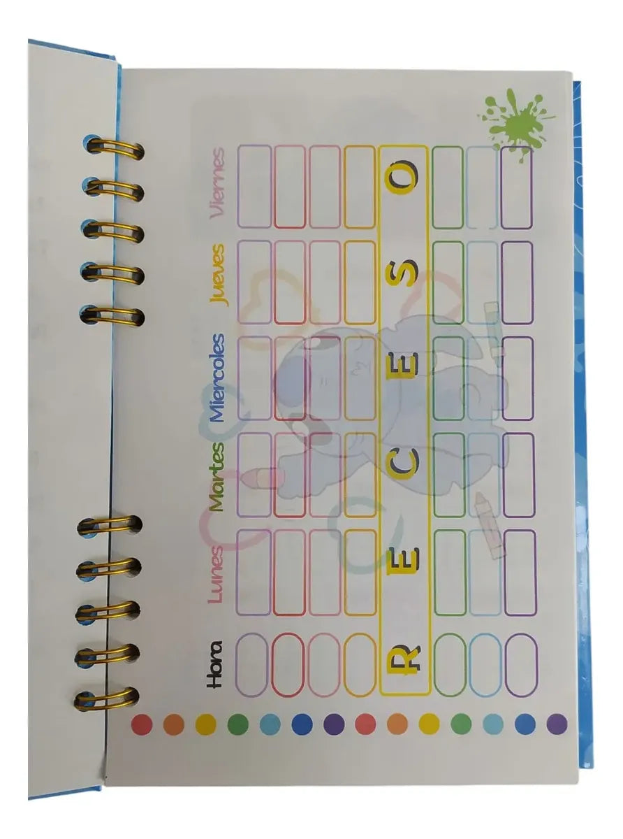 Agenda escolar para tareas stitch con llavero