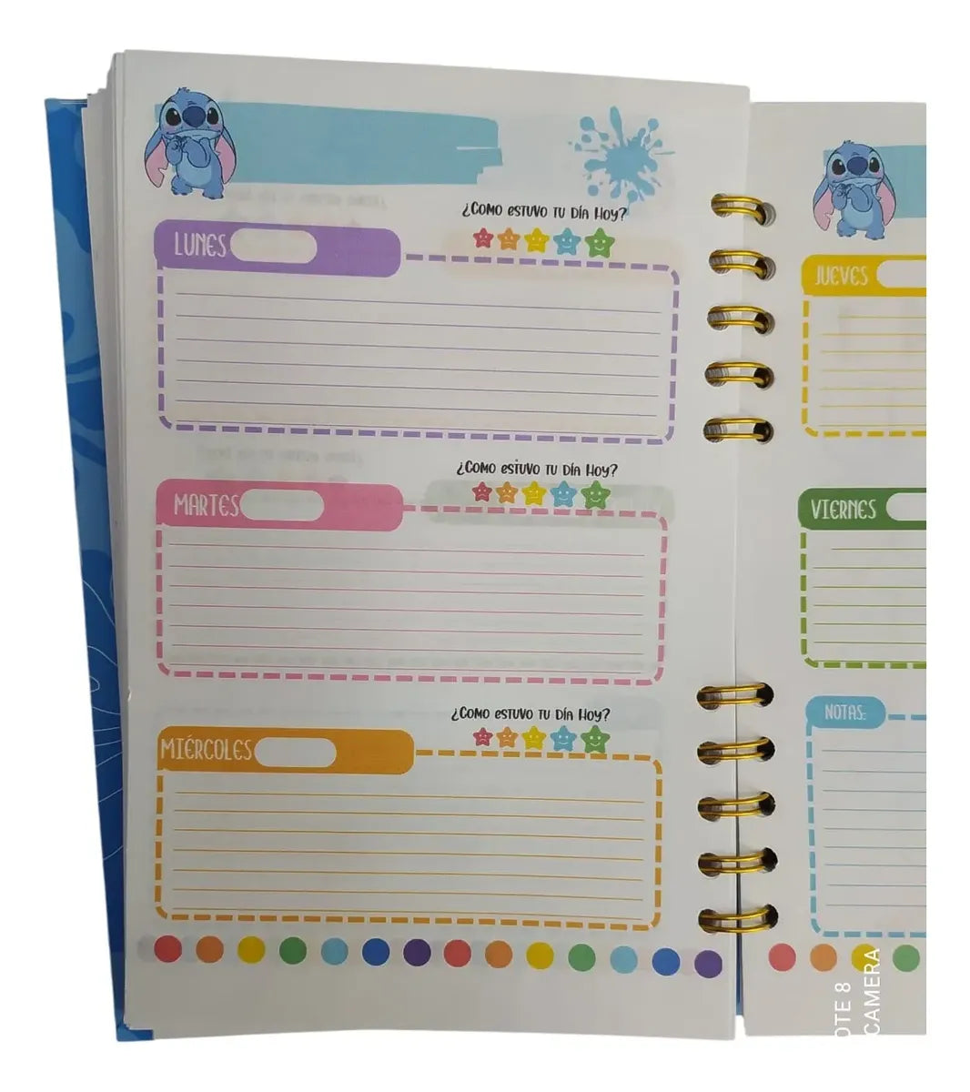 Agenda escolar para tareas stitch con llavero