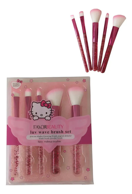 Kit 5pz brochas de maquillaje hello kitty