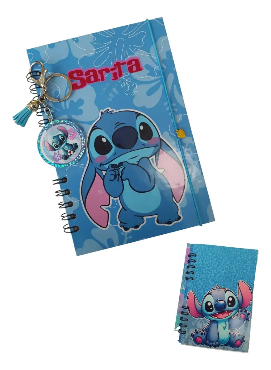 Cuaderno personalizado stitch con llavero