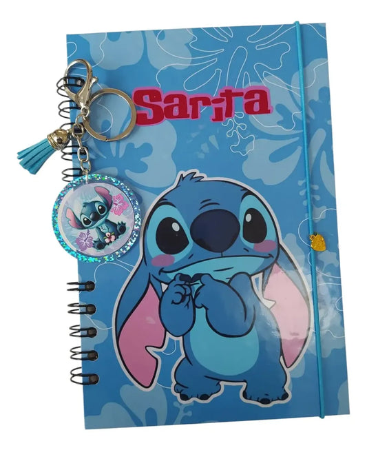Cuaderno personalizado stitch con llavero