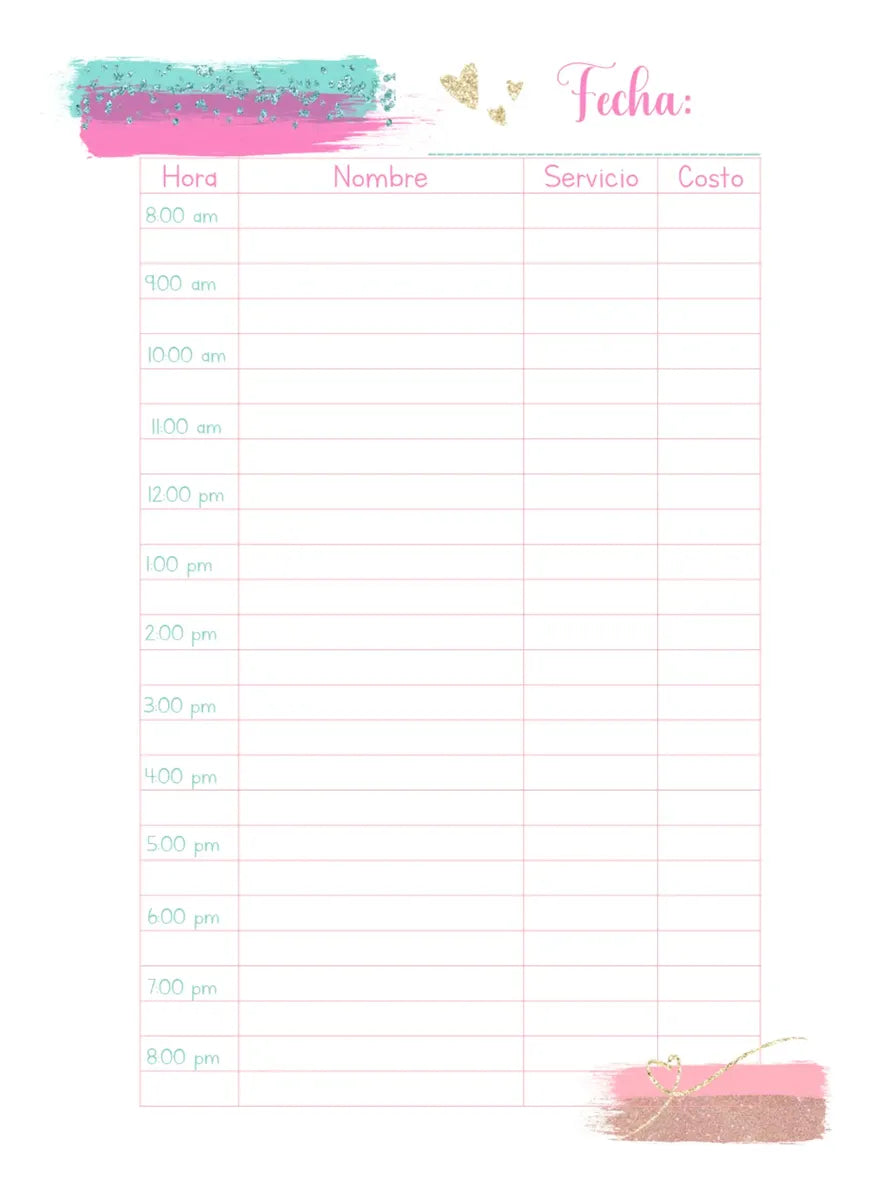 Agenda para citas lashista