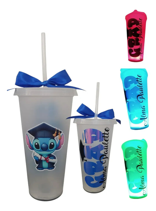Vaso led stitch regalo de graduación